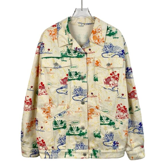 Gucci x Disney Collaboration Beige Graphic Print Cotton Jacket